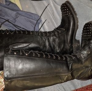 Black Knee high boots with studs